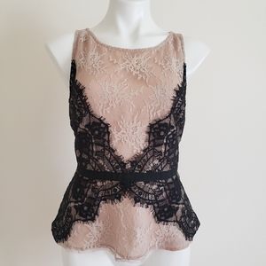 LOFT Petite Lace Peplum Shell, SIZE 8p